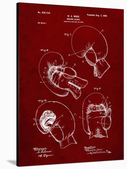 PP58-Burgundy Vintage Boxing Glove 1898 Patent Poster-Cole Borders-Stretched Canvas