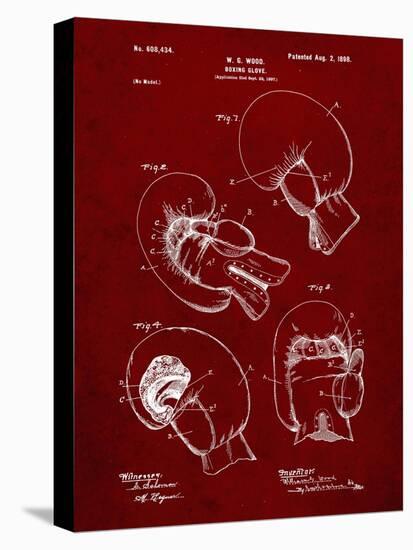 PP58-Burgundy Vintage Boxing Glove 1898 Patent Poster-Cole Borders-Stretched Canvas