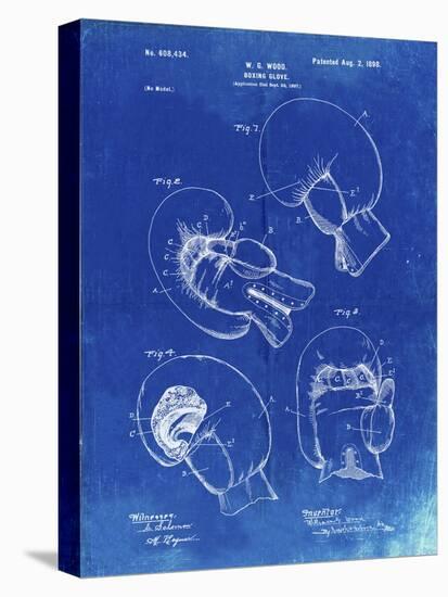 PP58-Faded Blueprint Vintage Boxing Glove 1898 Patent Poster-Cole Borders-Stretched Canvas