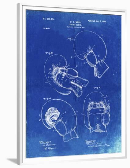 PP58-Faded Blueprint Vintage Boxing Glove 1898 Patent Poster-Cole Borders-Framed Premium Giclee Print