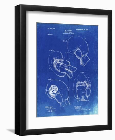 PP58-Faded Blueprint Vintage Boxing Glove 1898 Patent Poster-Cole Borders-Framed Premium Giclee Print