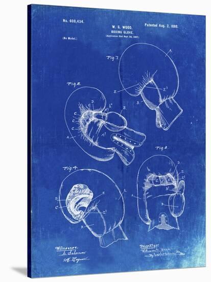 PP58-Faded Blueprint Vintage Boxing Glove 1898 Patent Poster-Cole Borders-Stretched Canvas