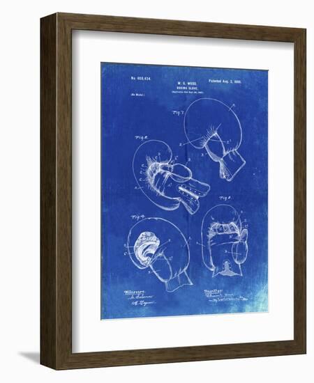 PP58-Faded Blueprint Vintage Boxing Glove 1898 Patent Poster-Cole Borders-Framed Giclee Print