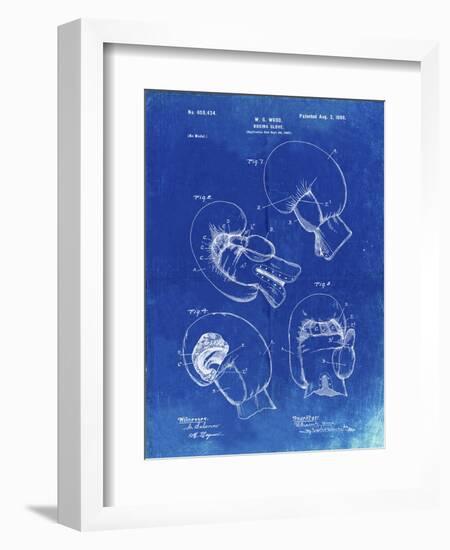 PP58-Faded Blueprint Vintage Boxing Glove 1898 Patent Poster-Cole Borders-Framed Giclee Print