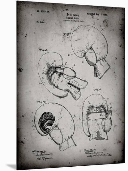 PP58-Faded Grey Vintage Boxing Glove 1898 Patent Poster-Cole Borders-Mounted Giclee Print