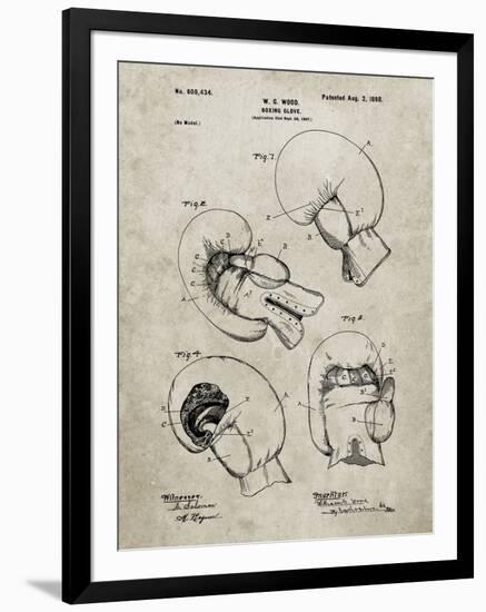 PP58-Sandstone Vintage Boxing Glove 1898 Patent Poster-Cole Borders-Framed Art Print