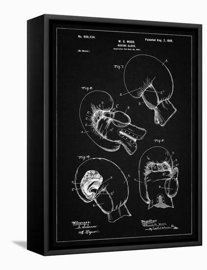 PP58-Vintage Black Vintage Boxing Glove 1898 Patent Poster-Cole Borders-Framed Stretched Canvas