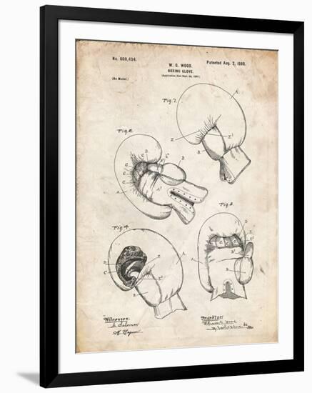 PP58-Vintage Parchment Vintage Boxing Glove 1898 Patent Poster-Cole Borders-Framed Giclee Print