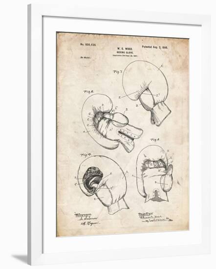 PP58-Vintage Parchment Vintage Boxing Glove 1898 Patent Poster-Cole Borders-Framed Giclee Print