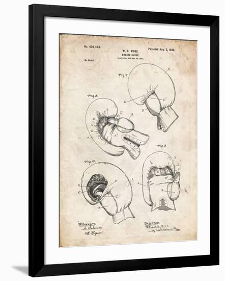 PP58-Vintage Parchment Vintage Boxing Glove 1898 Patent Poster-Cole Borders-Framed Giclee Print