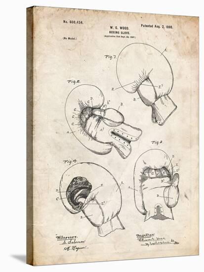 PP58-Vintage Parchment Vintage Boxing Glove 1898 Patent Poster-Cole Borders-Stretched Canvas