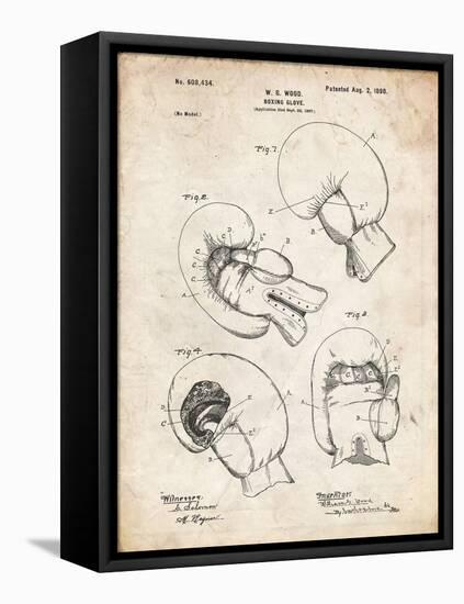 PP58-Vintage Parchment Vintage Boxing Glove 1898 Patent Poster-Cole Borders-Framed Stretched Canvas