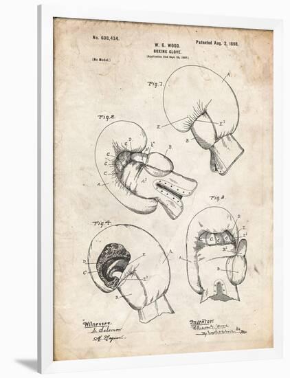 PP58-Vintage Parchment Vintage Boxing Glove 1898 Patent Poster-Cole Borders-Framed Premium Giclee Print