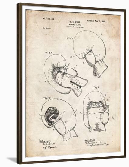 PP58-Vintage Parchment Vintage Boxing Glove 1898 Patent Poster-Cole Borders-Framed Premium Giclee Print