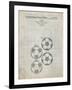 PP587-Antique Grid Parchment Soccer Ball 4 Image Patent Poster-Cole Borders-Framed Giclee Print