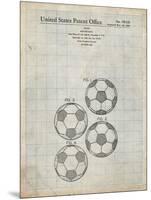 PP587-Antique Grid Parchment Soccer Ball 4 Image Patent Poster-Cole Borders-Mounted Giclee Print