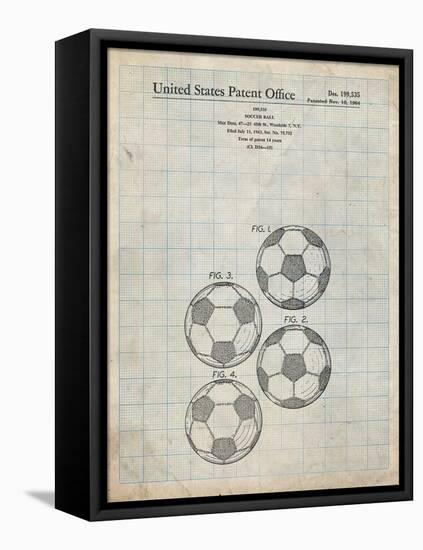 PP587-Antique Grid Parchment Soccer Ball 4 Image Patent Poster-Cole Borders-Framed Stretched Canvas