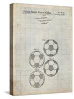 PP587-Antique Grid Parchment Soccer Ball 4 Image Patent Poster-Cole Borders-Stretched Canvas