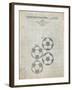 PP587-Antique Grid Parchment Soccer Ball 4 Image Patent Poster-Cole Borders-Framed Giclee Print