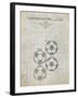 PP587-Antique Grid Parchment Soccer Ball 4 Image Patent Poster-Cole Borders-Framed Giclee Print