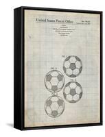 PP587-Antique Grid Parchment Soccer Ball 4 Image Patent Poster-Cole Borders-Framed Stretched Canvas