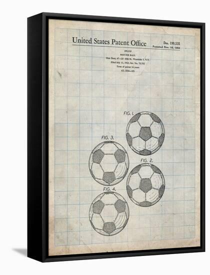 PP587-Antique Grid Parchment Soccer Ball 4 Image Patent Poster-Cole Borders-Framed Stretched Canvas