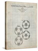 PP587-Antique Grid Parchment Soccer Ball 4 Image Patent Poster-Cole Borders-Stretched Canvas