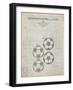 PP587-Antique Grid Parchment Soccer Ball 4 Image Patent Poster-Cole Borders-Framed Giclee Print