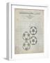 PP587-Antique Grid Parchment Soccer Ball 4 Image Patent Poster-Cole Borders-Framed Giclee Print