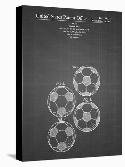 PP587-Black Grid Soccer Ball 4 Image Patent Poster-Cole Borders-Stretched Canvas