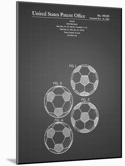 PP587-Black Grid Soccer Ball 4 Image Patent Poster-Cole Borders-Mounted Giclee Print