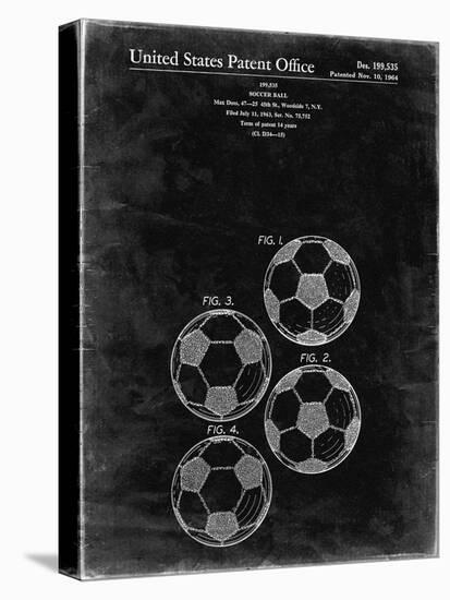 PP587-Black Grunge Soccer Ball 4 Image Patent Poster-Cole Borders-Stretched Canvas