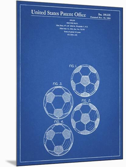 PP587-Blueprint Soccer Ball 4 Image Patent Poster-Cole Borders-Mounted Giclee Print