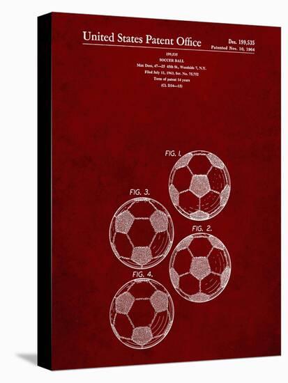 PP587-Burgundy Soccer Ball 4 Image Patent Poster-Cole Borders-Stretched Canvas