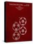 PP587-Burgundy Soccer Ball 4 Image Patent Poster-Cole Borders-Stretched Canvas