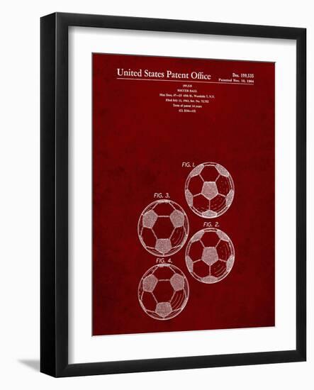 PP587-Burgundy Soccer Ball 4 Image Patent Poster-Cole Borders-Framed Giclee Print