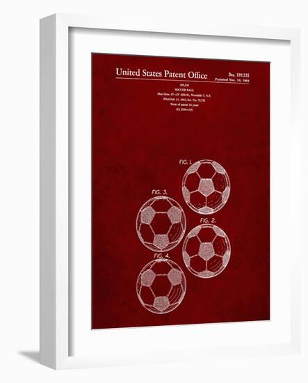 PP587-Burgundy Soccer Ball 4 Image Patent Poster-Cole Borders-Framed Giclee Print