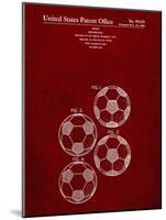 PP587-Burgundy Soccer Ball 4 Image Patent Poster-Cole Borders-Mounted Giclee Print