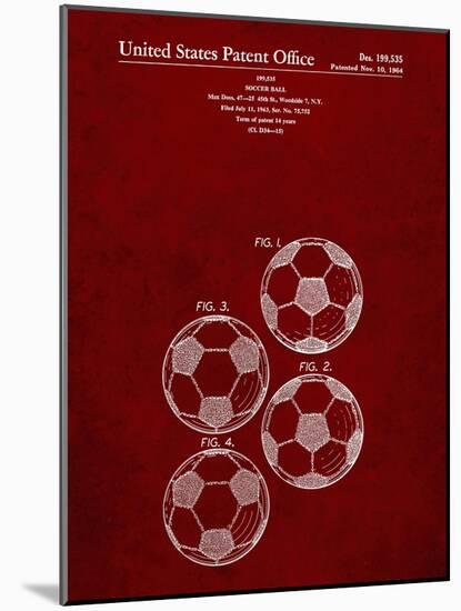 PP587-Burgundy Soccer Ball 4 Image Patent Poster-Cole Borders-Mounted Giclee Print