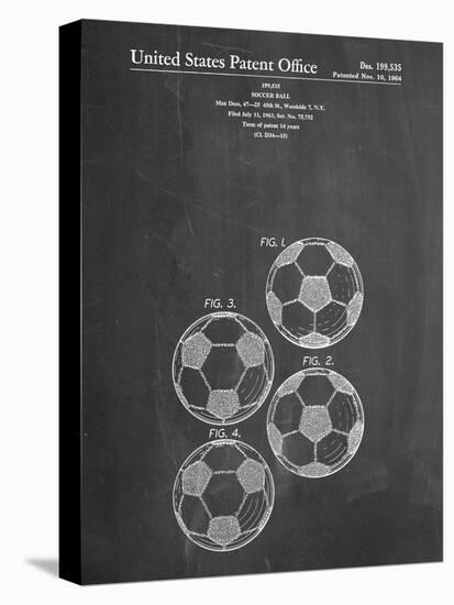 PP587-Chalkboard Soccer Ball 4 Image Patent Poster-Cole Borders-Stretched Canvas