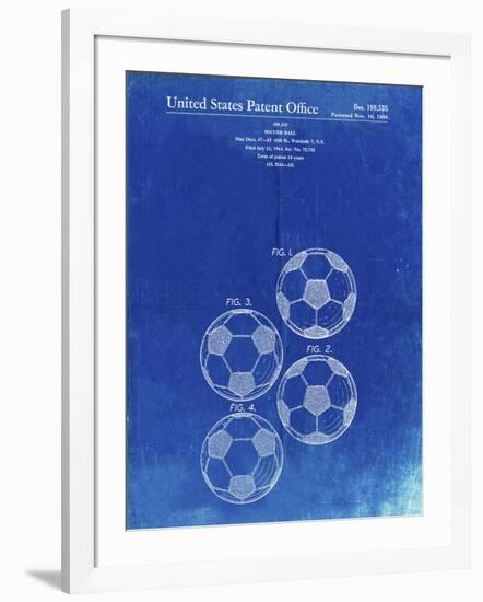 PP587-Faded Blueprint Soccer Ball 4 Image Patent Poster-Cole Borders-Framed Giclee Print