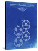 PP587-Faded Blueprint Soccer Ball 4 Image Patent Poster-Cole Borders-Stretched Canvas