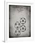 PP587-Faded Grey Soccer Ball 4 Image Patent Poster-Cole Borders-Framed Giclee Print