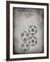 PP587-Faded Grey Soccer Ball 4 Image Patent Poster-Cole Borders-Framed Giclee Print