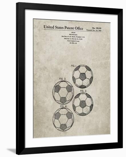 PP587-Sandstone Soccer Ball 4 Image Patent Poster-Cole Borders-Framed Giclee Print