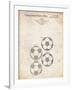 PP587-Vintage Parchment Soccer Ball 4 Image Patent Poster-Cole Borders-Framed Giclee Print