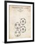 PP587-Vintage Parchment Soccer Ball 4 Image Patent Poster-Cole Borders-Framed Giclee Print