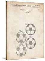 PP587-Vintage Parchment Soccer Ball 4 Image Patent Poster-Cole Borders-Stretched Canvas