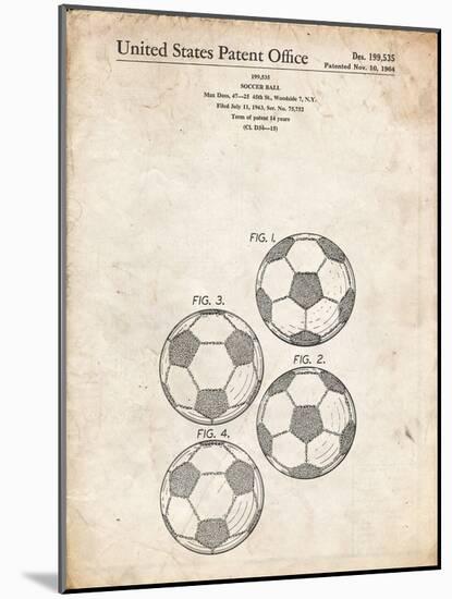 PP587-Vintage Parchment Soccer Ball 4 Image Patent Poster-Cole Borders-Mounted Giclee Print