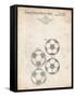 PP587-Vintage Parchment Soccer Ball 4 Image Patent Poster-Cole Borders-Framed Stretched Canvas